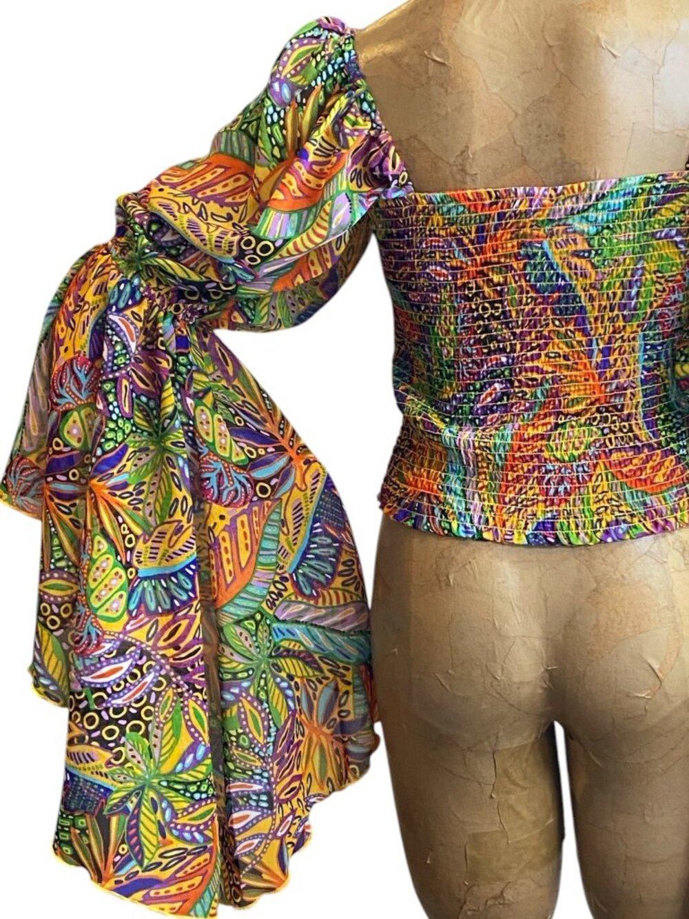 Live 4 Truth Multicolor Long Bell Sleeve Top Ren Festival Artsy Boho L 350i - Picture 4 of 10